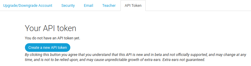 API token not set up