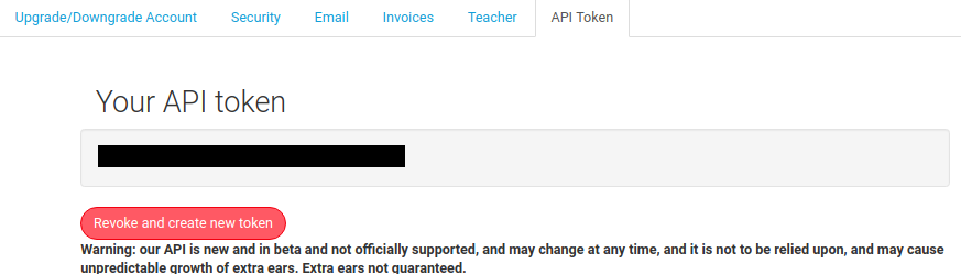 API token set up